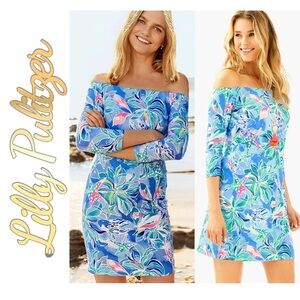 Lilly Pulitzer🌸 Laurana OTS Dress in Bennet Blue Celestial Seas  • XL